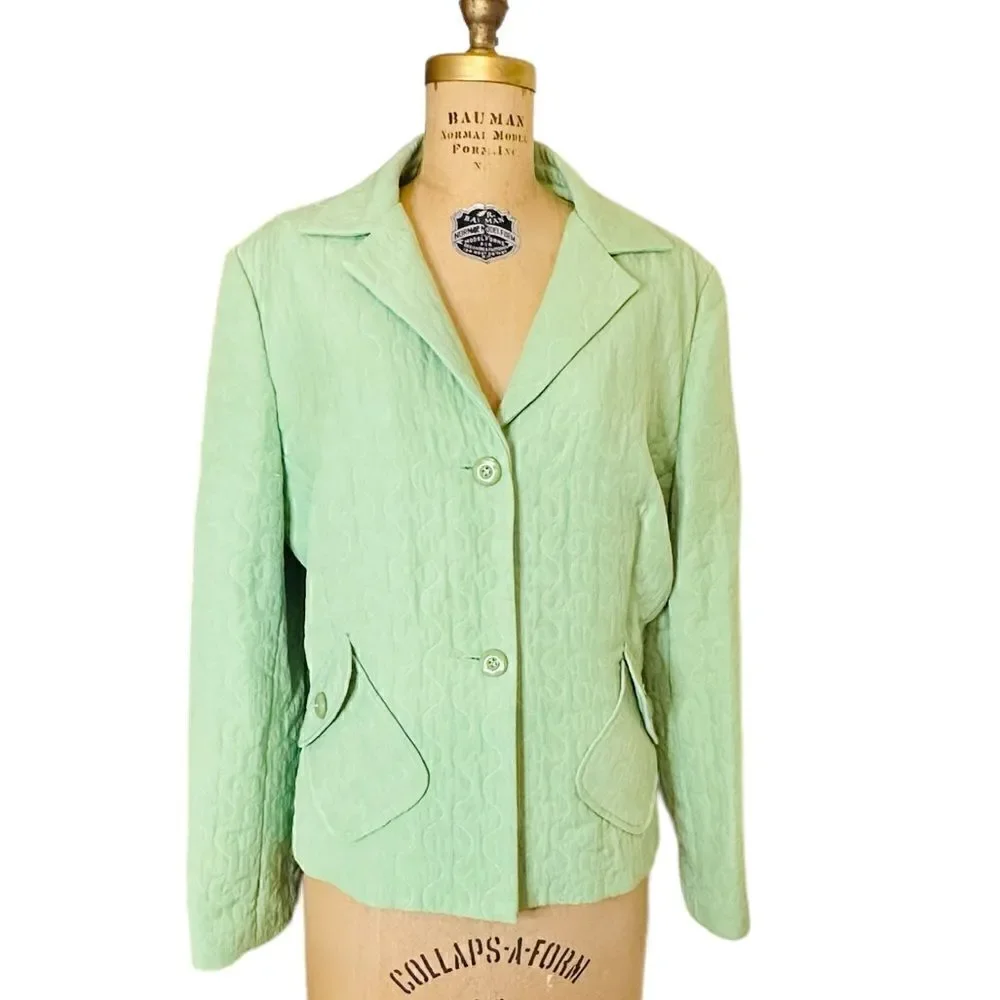 Vintage Mint Green Sag Harbor Quilt stitched  Blazer